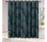 Vert Foncé Rideaux Occultant, Insonorisants Anti Bruit Rideaux Plante De Jungle Palmier Feuille De Bananier, Nature Style Tropical Rideau œillets pour Fenêtre Salon Chambre, 91.5 x 214 cm 2 Panneaux