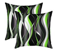 Vert gris noir Taie d'oreiller 45x45cm Géométrique Spirale Coussin de Canapé art abstrait taie d'oreiller Lot De 2 moderne de luxe Housse Coussin décoratif taie d'oreiller Housse de Coussin