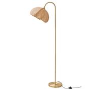 Lampadaire rotin fleur métal doré TU