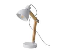 Lampe à poser articulée en bois et métal blanc TU