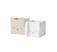 VERTBAUDET Lot de 2 bacs de rangement animaux gaze de coton lot blanc TU