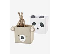 VERTBAUDET Lot de 2 bacs en tissu Panda koala beige TU