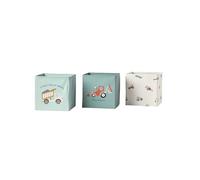Lot de 3 bacs de rangement Engins de chantier vert TU