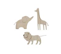 VERTBAUDET Lot De 3 Décorations Murales Animaux De La Jungle Beige TU