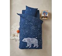 VERTBAUDET Parure Housse de Couette détails phosphorescents + taie d'oreiller Enfant Ours Polaire Bleu foncé 140X200 50X75