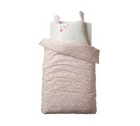 VERTBAUDET Parure Housse de Couette + taie d'oreiller Lapin Romantique Ivoire/Rose 140X150 63X63