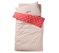 VERTBAUDET Parure Housse De Couette Et Taie d'oreiller Coeur Rose imprimé 80X120 40X60