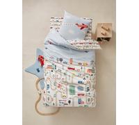 VERTBAUDET Parure Housse de Couette + taie d'oreiller Enfant Auto-City Beige imprimé 140X200 63X63