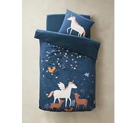 Parure housse de couette + taie d'oreiller enfant FORET ENCHANTEE bleu 140X200 63X63