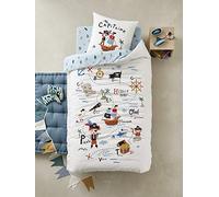 VERTBAUDET Parure Housse de Couette + taie d'oreiller Enfant P comme Pirate écru/Bleu 140X150 63X63
