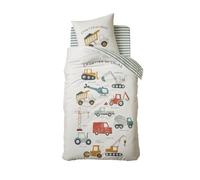 VERTBAUDET Parure Housse de Couette + taie d'oreiller Enfant Quel Chantier ! écru/Multicolore 140X200 50X75