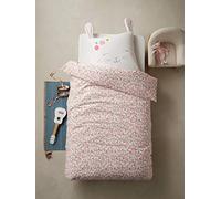 VERTBAUDET Parure Housse de Couette + taie d'oreiller Lapin Romantique Ivoire/Rose 140X150 63X63