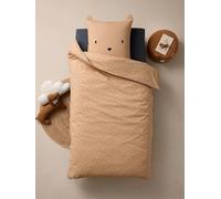 Parure housse de couette + taie d'oreiller OURSON, avec coton recy eige imprimé 140X200 63X63