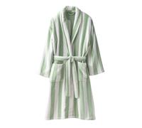 Peignoir de bain adulte mixte rayures TRANSAT capsule famille personnalisable, avec coton recyclé rayé vert L/XL