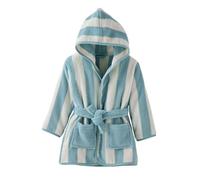 Peignoir de bain Enfant rayures TRANSAT capsule famille personnalisable, avec coton recyclé rayé bleu 14A