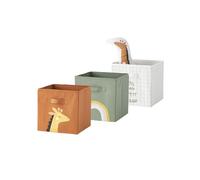 Lot de 3 bacs de rangement animaux Tanzanie tilleul foncé imprimé TU