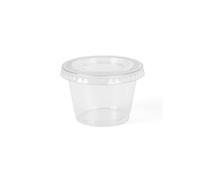 Vertduree Pots à Sauce Ronds Transparent en PET + Couvercles - 28 ml / 60 ml / 96 ml / 118 ml / 150 ml - Pour Emporter, Snack, Restauration - Lot de 125/250 / 500/1000 (500, Transparent, 118 ml)