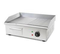 VERTES Plaque à griller Plaque de cuisson Plancha Gril électrique 3000W en acier inoxydable Surface de cuisson Lisse & Avec rainures 55x35cm, Thermostat, Température 50-300°C