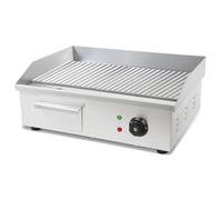 VERTES Plaque à griller Plaque de cuisson Plancha Grill électrique 3000W en acier inoxydable Surface de cuisson Avec rainures 55x35cm, Thermostat, Température 50-300°C
