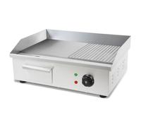 VERTES Plaque à griller Plaque de cuisson Plancha Gril électrique 3000W en acier inoxydable Surface de cuisson Lisse & Avec rainures 55x35cm, Thermostat, Température 50-300°C