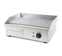 VERTES Plaque à griller Plaque de cuisson Plancha Grill électrique 3000W en acier inoxydable Surface de cuisson Avec rainures 55x35cm, Thermostat, Température 50-300°C