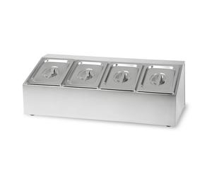VERTES Récipients à ingrédients 4 x 1/6 GN Gastronorme, Acier inoxydable, 100mm de profondeur, Hygiénique, Inoxydable, Résistant aux rayures, Température de -40° à 300°C