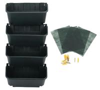 Vertical Wall Planter Set Plastic Breathable Space Saving 4 Pots Hanging Vertical Wall Flowerpot for Porch Garden