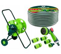 VERTO Dévidoir avec tuyau 1/2 pouce 30 m + pistolet d'arrosage + 3 raccords de tuyau, arrêt d'eau, raccord de robinet - Arrosage de jardin kit de démarrage complet | Tuyau de jardin résistant aux UV