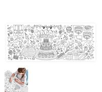 Veruydita Nappe en Papier à Colorier XXL « Happy Birthday » pour Anniversaires Enfant - Activité Créative avec Motifs, Jeux et Énigmes à Dessiner - Décoration Ludique Dimensions 183x76 cm