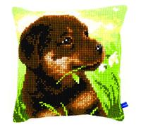 Vervaco Kit coussin au point de croix Chiot rottweiler Multicolore,ca. 40 x 40 cm/16" x 16" V0150689