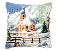 Vervaco Kit coussin au point de croix Eglise, Multicolore, 40.0 x 40.0 x 0.3 cm PN-0021806