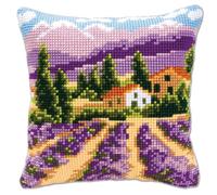 Vervaco Kit coussin au point de croix La Provence ,40_x_40_cm, Violet, Couleurs Variées, Design #3