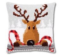 Vervaco Kit coussin au point de croix Renne avec écharpe, Rouge, 40 x 40 cm V0148051