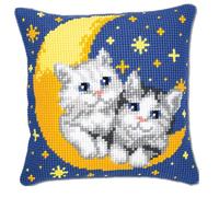 Vervaco, Kit Coussin Point De Croix, Chat Avec Collier Vert, Multi-Couleurs
