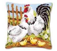 Vervaco, Kit Coussin Point De Croix, La Famille Coq, Multi-Couleurs, Design #2