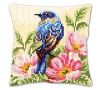Vervaco Kit de broderie au point de croix pour housse de coussin Motif oiseau sur rosier Multicolore