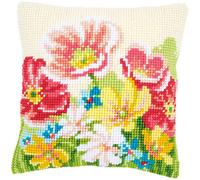 Vervaco Kit de Coussin au Point de Croix, Fleurs d'été PN-0163860 Blanc 40 x 40 cm or 16 x 16 in