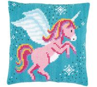 Vervaco Kit de Coussin au Point de Croix, Licorne PN-0166237 Blanc 40 x 40 cm or 16" x 16"