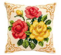 Vervaco Kit de point de croix pour housse de coussin Motif roses Multicolore
