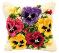 Vervaco Kit Point Noué Á Faire Coussin Broderie Debutant DIY FLEURS COLORÉES Latch Hook Kit Complet Decoration Maison Manuelle Loisir Créatif ca. 40 x 40 cm Embroidery