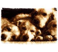 Vervaco Kit tapis au point noué Chien dormant,blanc,70 x 45 x 0,3 cm