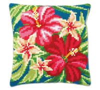 Vervaco Point De Croix Kit Coussin Complet Set FLEURS BOTANIQUES Decoration Manuelle Broderie Kit Adulte Art Creatif Cadeau DIY Cross Stitch Embroidery ca. 40 x 40 cm