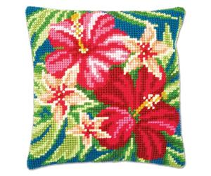 Vervaco Point De Croix Kit Coussin Complet Set FLEURS BOTANIQUES Decoration Manuelle Broderie Kit Adulte Art Creatif Cadeau DIY Cross Stitch Embroidery ca. 40 x 40 cm