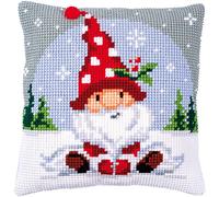 Vervaco Point De Croix Kit Coussin Complet Set GNOME DE NOËL Decoration Manuelle Broderie Kit Adulte Art Creatif Cadeau DIY Cross Stitch Embroidery ca. 40 x 40 cm, design #3
