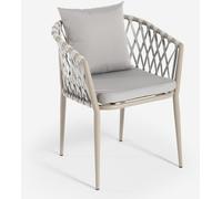 Verve fauteuil d'extérieur à corde rembourré avec accoudoirs et coussin - Gris