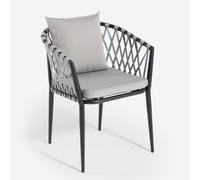 Verve fauteuil d'extérieur rembourré avec accoudoirs et coussin - noir