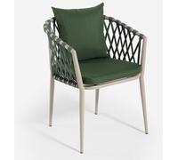 Verve fauteuil d'extérieur rembourré avec accoudoirs et coussin - vert foncé