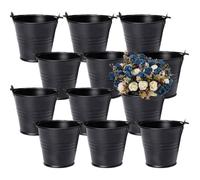 Verve Jelly Lot de 12 Petits seaux en étain à Suspendre pour Pots de Fleurs seaux galvanisés Mini en métal avec poignée pour Balcon, clôture, Jardin, décoration d'intérieur