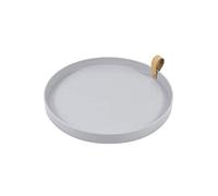 Verve Jelly Plateau de rangement multifonctionnel rond avec poignées, plateau de petit-déjeuner, plateaux de service pour café, vin, café, thé, repas de fruits, 25,9 x 25,4 x 2,5 cm, gris clair