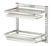 Vervevum Égouttoir à Vaisselle Mural, égouttoir à Vaisselle 2 Niveaux sur évier, Rangement de vidange en Acier Inoxydable antirouille pour la Cuisine, Argent, Suspendu